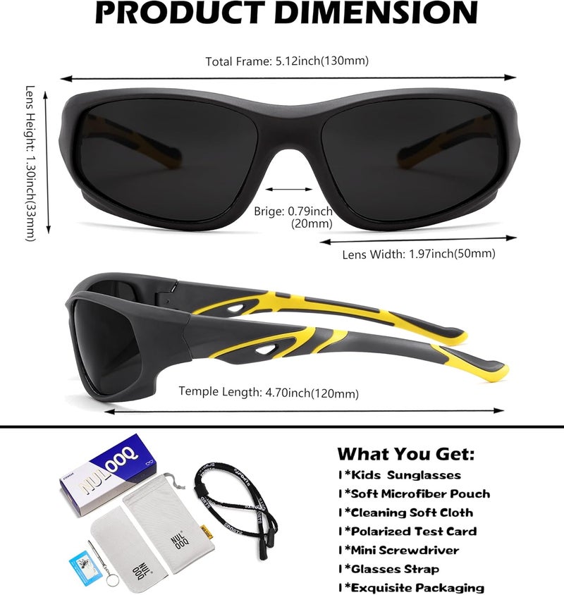 NULOOQ Kids Baseball Polarized Sunglasses – Unbreakable Flexible Youth Sports Sunglasses for Boys Girls Age 4-12 - Image 3